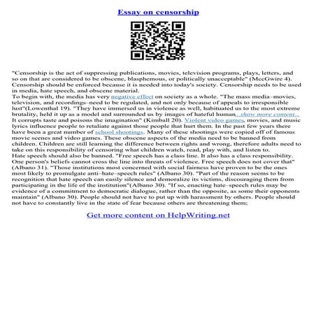 Essays On Censorship | PDF
