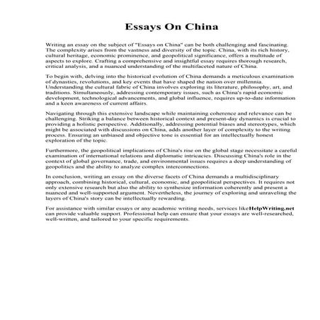 Essays On China. Montana State University