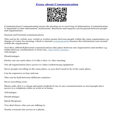 Essays On Communication