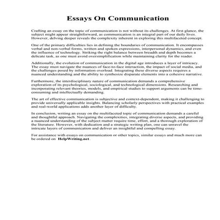 Essays On Communication. Drew University