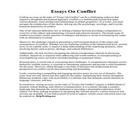 Essays On Conflict. Conflict essay writing
