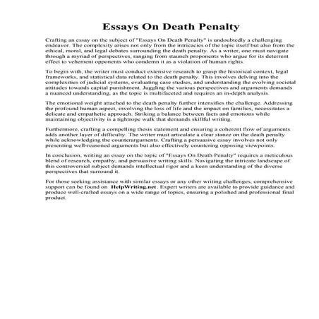 Essays On Death Penalty