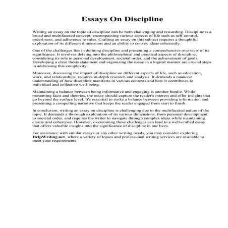Essays On Discipline | PDF