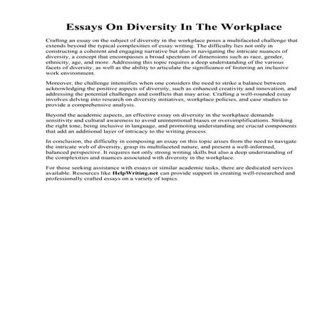 Essays On Diversity In The Workplace.pdf