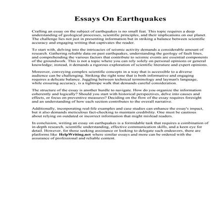 Essays On Earthquakes. Kentucky Christian University
