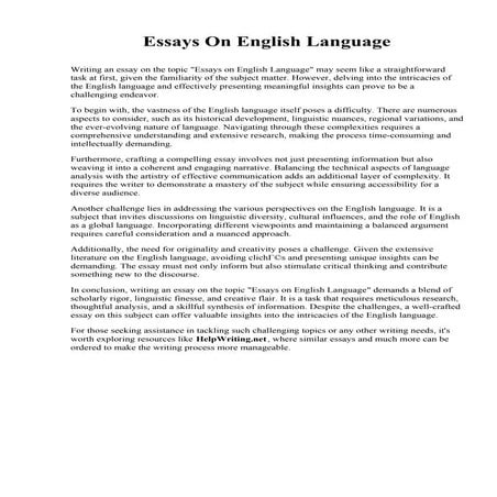 Essays On English Language. Laurus College