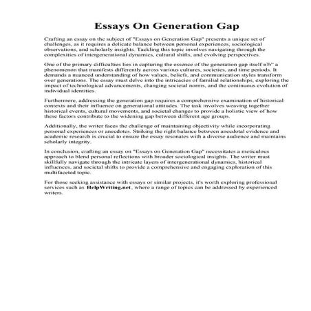 Essays On Generation Gap | PDF