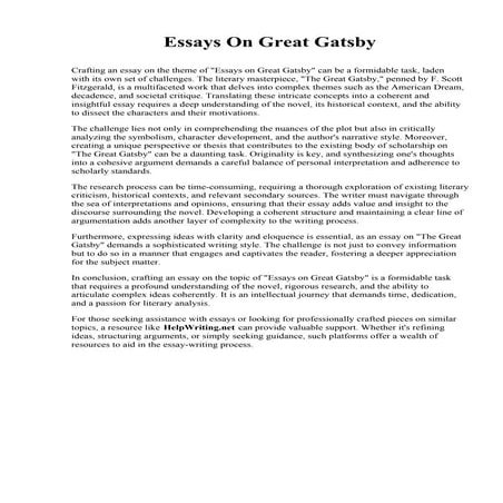 Essays On Great Gatsby. Milwaukee Area Technical College