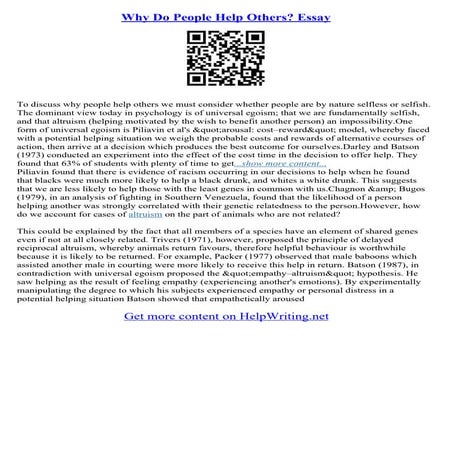Essays On Helping Others