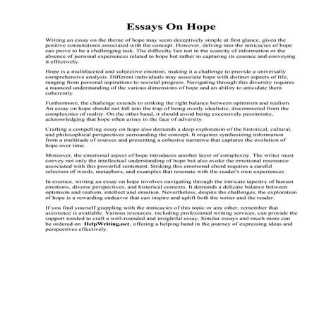 Essays On Hope
