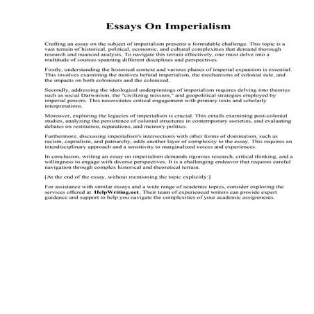 Essays On Imperialism. Columbia University in the City of New York