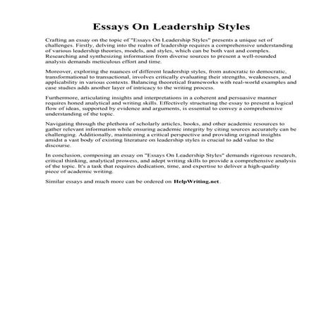 Essays On Leadership Styles.pdf