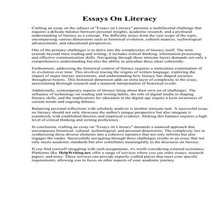 Essays On Literacy