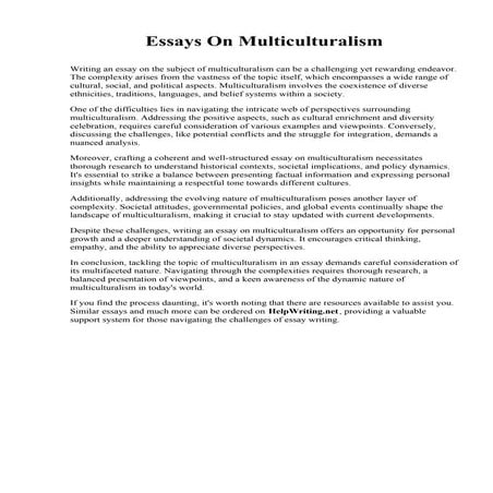 Essays On Multiculturalism. University of Charleston