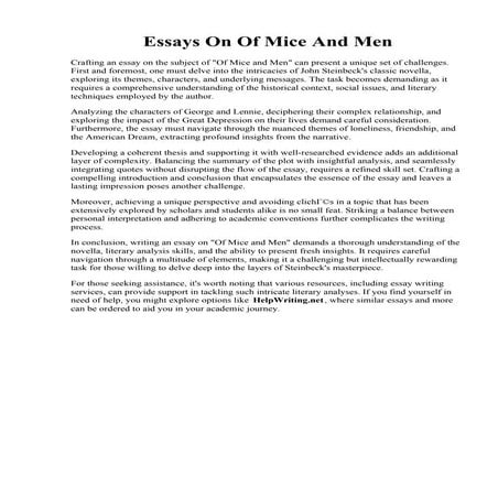 Essays On Of Mice And Men