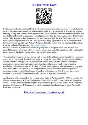 Essays On Postmodernism