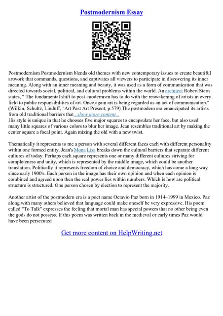 Essays On Postmodernism