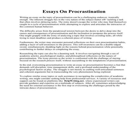 Essays On Procrastination
