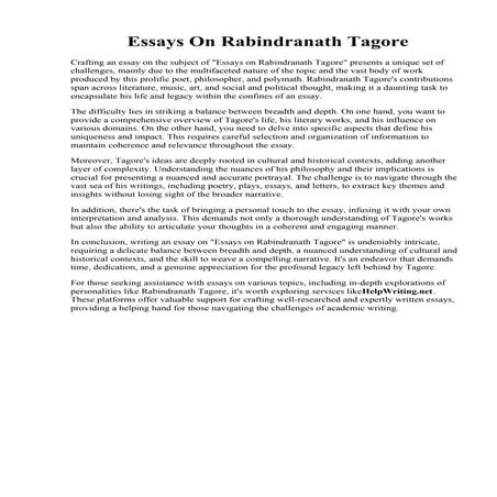 Essays On Rabindranath Tagore. Rabindranath Tagore selected essays by Rabindr...