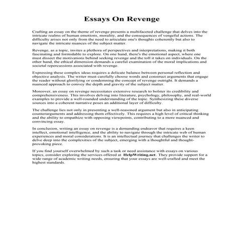 Essays On Revenge. San Diego Global Knowledge University