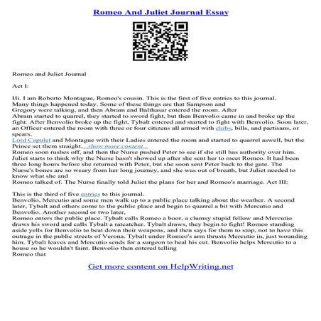 Essays On Romeo And Juliet