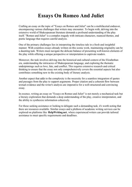 Romeo And Juliet Literary Analysis Essay Pdf Romeo And Juliet Literary Analysis Essay Pdf