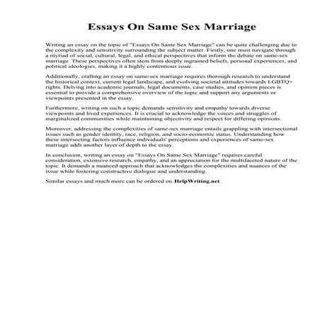 Essays On Same Sex Marriage. Pearl River Community College