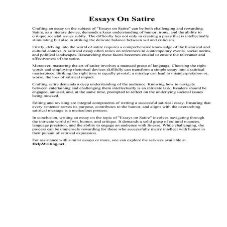 Essays On Satire
