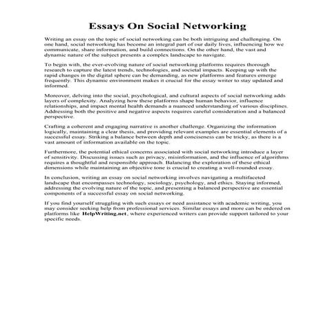 Essays On Social Networking. ️ Pros of social networking essay. Social media ...