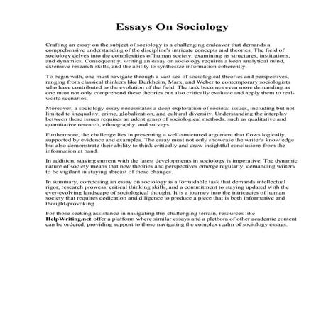 Essays On Sociology. Everett Community College