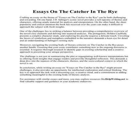Essays On The Catcher In The Rye.pdf