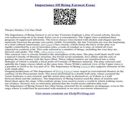 Essays On The Importance Of Being Earnest