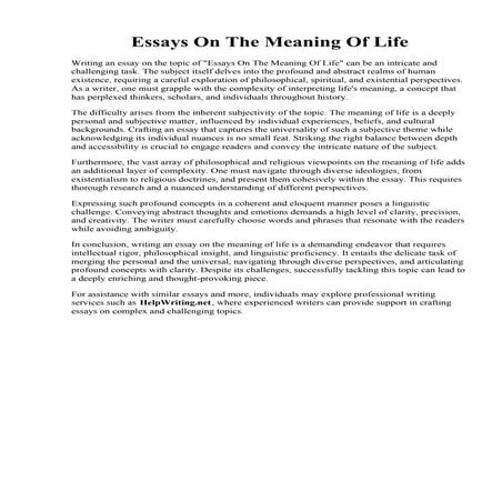 Essays On The Meaning Of Life.pdf