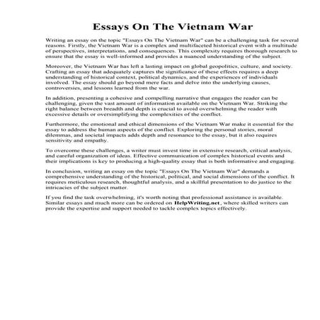 Essays On The Vietnam War