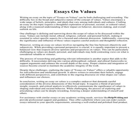 Essays On Values. Your personal values essay - gcisdk12.web.fc2.com