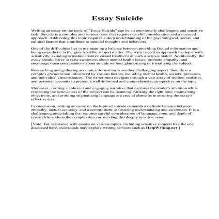 Essay Suicide. North Carolina A&T State University | PDF
