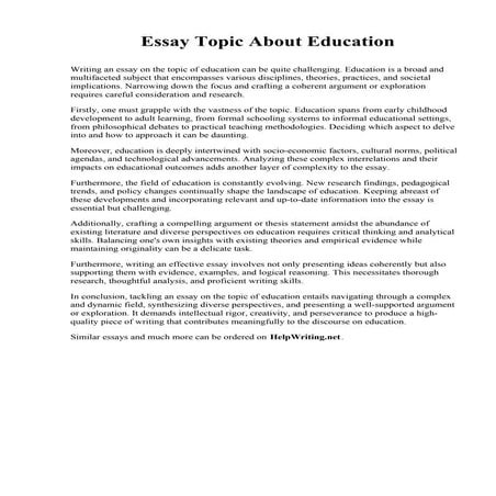 Essay Topic About Education. Texas A&M University-Kingsville