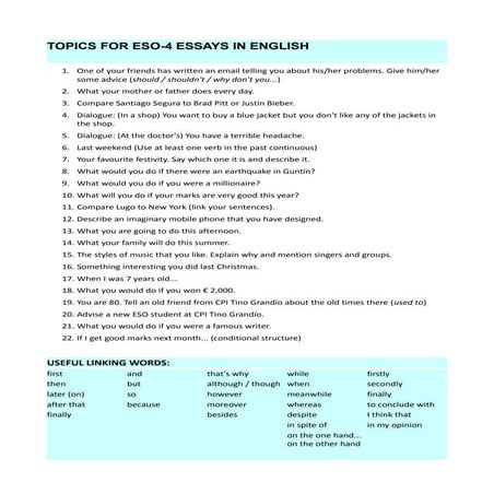 Essay topics eso 4