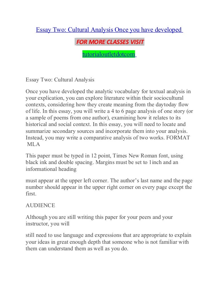 Essay two cultural analysis once you have developed/tutorialoutlet