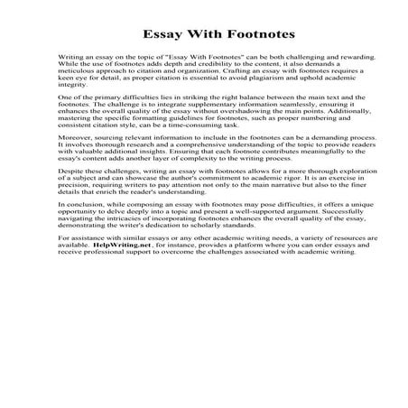 Essay With Footnotes
