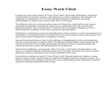 Essay Work Cited. American Sentinel University