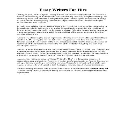 Essay Writers For Hire