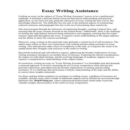 Essay Writing Assistance. 1 Writing assistance. Pay For Expert Online Writing Service.