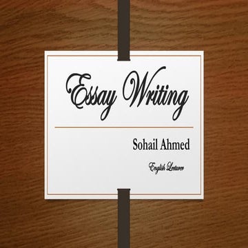 Essay writing by sohail ahmed