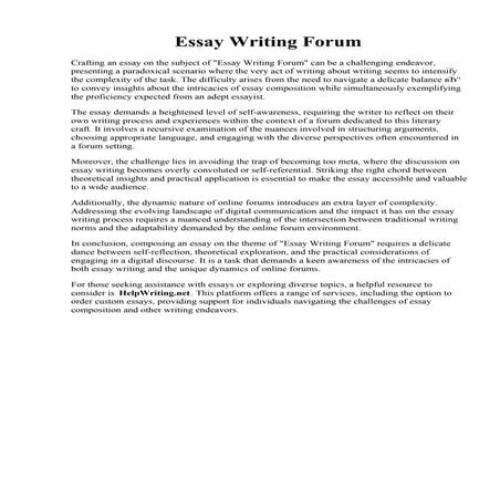 Essay Writing Forum