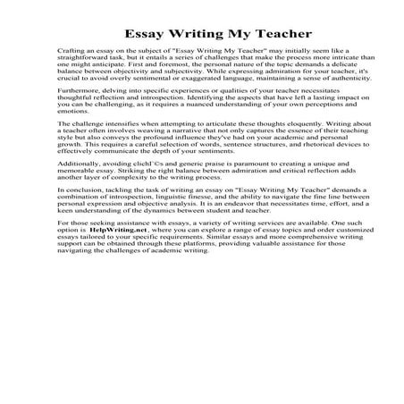 Essay Writing My Teacher
