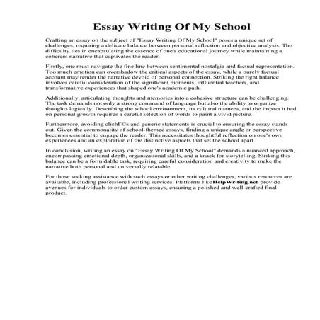 Essay Writing Of My School. Write an essay on my school - The Writing Center.