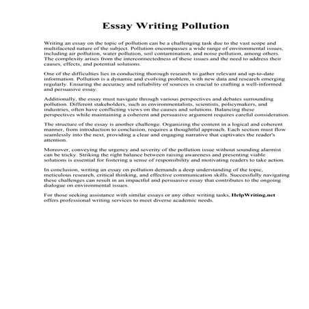 Essay Writing Pollution. Saint Martin's University