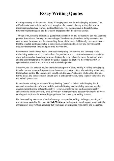 Good Quotes For Essay Writing | PDF | Books and Literature