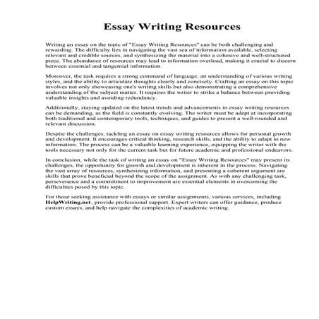 Essay Writing Resources